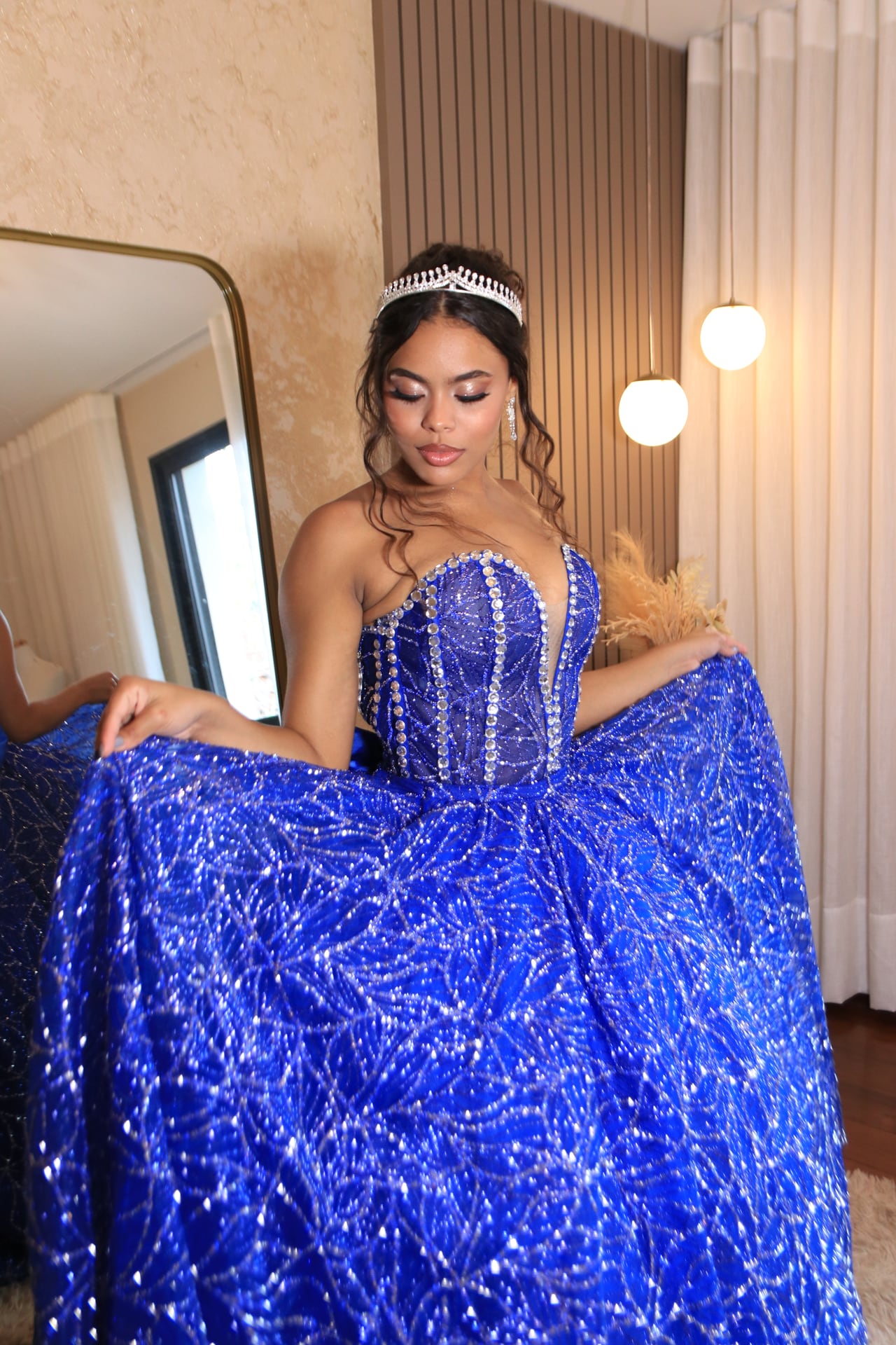 Vestido Azul Royal Pedraria